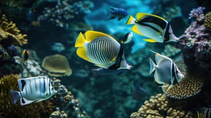Obraz premium Tropical Marine Life: Colorful Fish, Coral Reefs, Underwater Scuba Diving & Egyptian Ocean Vistas