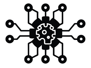 machine learning vector icon in bold style on black color and white background.