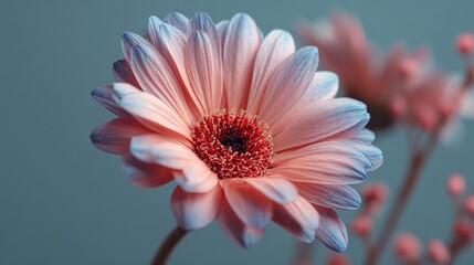 Pink Daisy Flower with Pastel Blue Ink. A Delicate and Creative Blend of Nature and Art.