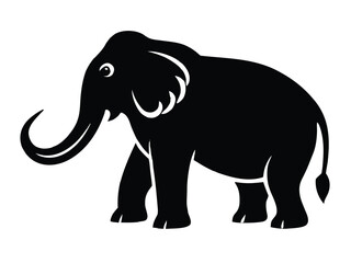 mammoth vector icon in bold style on black color and white background.