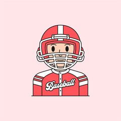 Man Baseball Avatar Vector Illustration