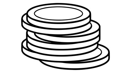 Illustration of a stack of round objects with black outlines on a white background image style on transparent background silhouette