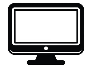 monitor vector icon in bold style on black color and white background.