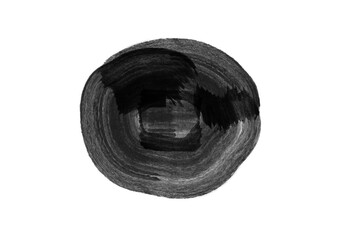 Black ink circle. Ink texture on white background. Black watercolor circle. Black painting.