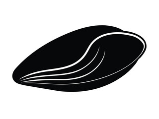 mussel vector icon in bold style on black color and white background.