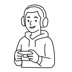 Gamer Man with Headphones Illustration