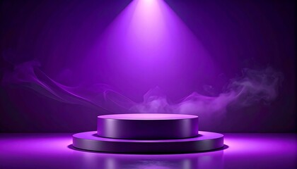 Purple stage with spotlight and smoke