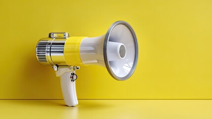 Yellow Megaphone Announcement Concept on Bright Yellow Background Product Display