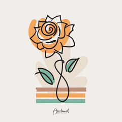Minimalist Line Art Plant Illustration for Wall Decoration, Branding, Social Media, Brochure, Beauty Logos, T-shirt Print & Web, and Hand-Drawn Design.