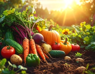 Vibrant Harvest Bounty of Garden Vegetables