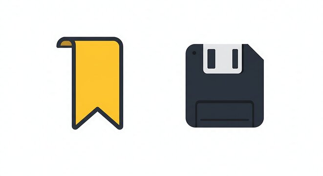 Bookmark and floppy disk icons
