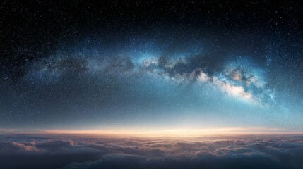Radiant Milky Way in a Dreamy Night Sky with Shining Stars and a Touch of Dawn Light