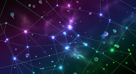 Futuristic Tech Cosmos Background With Glowing Nodes