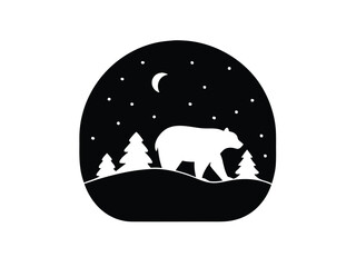 polar night vector icon in bold style on black color and white background.
