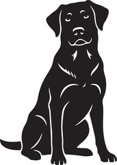 Fototapeta premium Black Labrador Dog Silhouette Vector Art Sitting Retriever Graphic