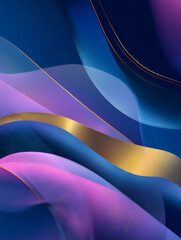 Abstract wall painting in blue and purple tones.
