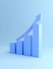 A vibrant blue graph chart displays a steady upward trend, featuring a bold arrow that signifies growth and progress, set against a clean white background.