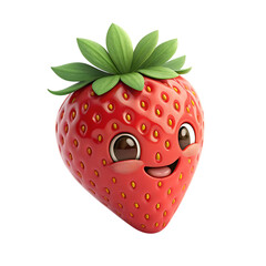 Obraz premium Adorable 3d cute funny strawberry character cartoon isolated for digital use