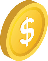 Obraz premium Golden dollar coin icon isometric finance symbol