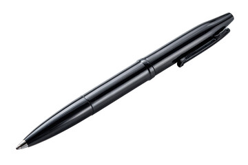 Sleek black ballpoint pen, angled view