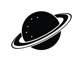 saturn planet vector icon in bold style on black color and white background.