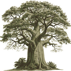 Old tree isolated on white background illustration