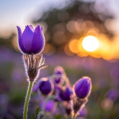 Purple wildflowers at sunset (1)