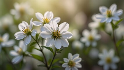 Obraz premium Delicate White Spring Flowers in Soft Focus with Natural Light V1