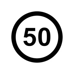 Speed Limit Icon Black White | Traffic Safety Symbol | Minimalist Road Restriction Sign | Monochrome Number Circle Vector