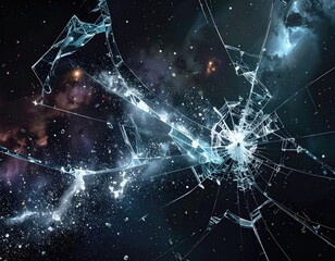 Shattered Glass Galaxy Cosmic Explosion Abstract Background.