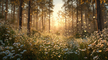 Enchanting forest scene natural landscape gigapixel quality serene environment aesthetic viewpoint nature's beauty