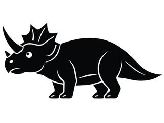 triceratops vector icon in bold style on black color and white background.