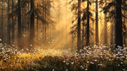 Enchanting forest glow nature gigapixel photography serene environment radiant sunlight tranquil concept