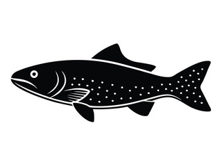 trout vector icon in bold style on black color and white background.