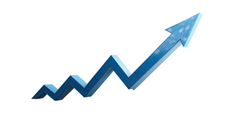 Blue upward trending graphic