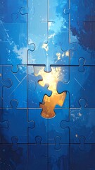 Puzzle pieces with a sunset view