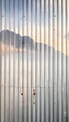 Obraz premium Mountain view through corrugated metal