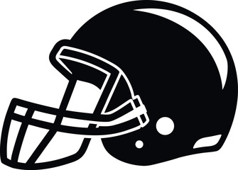Silhouette of American football helmet, Sport headgear vector, safety equipment design