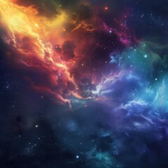 Fototapeta premium Deep Space Top View Colorful Galactic Dust Star Clusters Bright Light Gradients Cosmic Hues