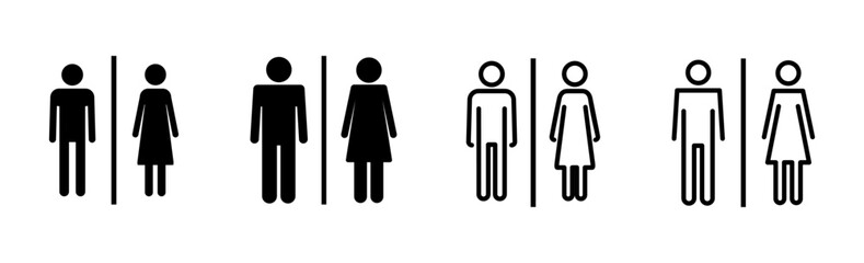 Toilet icon set. restrooms icon vector. bathroom sign. wc, lavatory