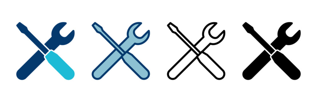 Repair icon vector isolated on white background. Wrench and screwdriver icon. settings vector icon. Maintenance. tools