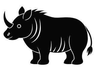 woolly rhinoceros vector icon in bold style on black color and white background.