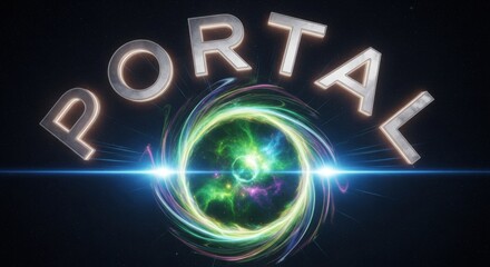 Ethereal Portal of Light and Cosmic Energy with "PORTAL" Text