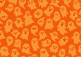 Orange Ghost Pattern Background.