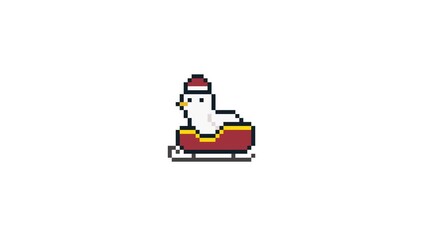 8-bit pixel art duck sleigh. winter sports animation. looped animation 4k 30fps - Powered by Adobe