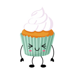Adorable kawaii muffin with cute face