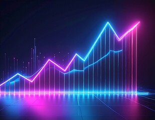 A vibrant line graph featuring neon colors, showcasing data trends with bold, glowing lines against a dark background for striking visual contrast.