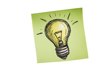Lightbulb sketch on a sticky note