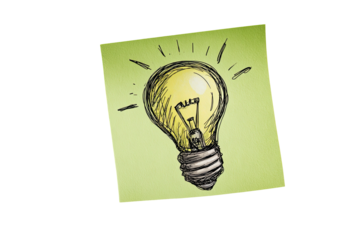 Lightbulb sketch on a sticky note