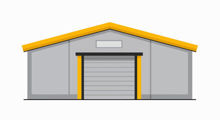 Clean Front View of a Modern Industrial Warehouse Building Vector Illustration
